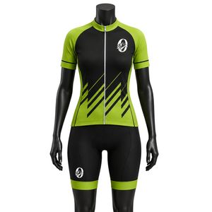 ชุดปั่นจักรยานผู้ชายสีเขียวดำแบบซิปพร้อมเสื้อเจอร์ซีย์แขนสั้นและกางเกงปั่นจักรยานแบบมีแผ่นรอง ชุดฝึกซ้อมปั่นจักรยาน - Product Image 1