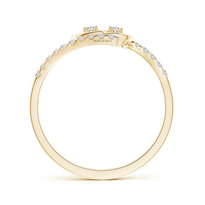 Anillo Abierto con Motivo de Corazón Romántico, Diamantes Tallados y Pavé, en Rodio y Oro Amarillo, para Compromiso o Boda, para Mujer, en Oro 10K, 14K, 18K, Plata 925, 935 - Product Image 4