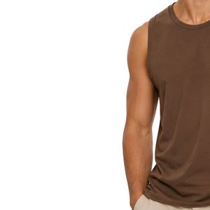 Débardeur Marron Personnalisé Sans Manches avec Impression Minimaliste du Logo Aigle – Gilet en Coton Personnalisé pour Homme, Col Rond, Décontracté, Style Streetwear Estival - Product Image 3