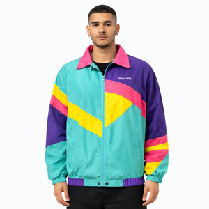 เสื้อแจ็คเก็ตผู้หญิงสไตล์วินเทจสีสันตัดกันแบบซิป น้ำหนักเบา สวมใส่สบาย กันลม รับทำโลโก้ เสื้อผ้าแฟชั่นแนวสตรีท B2B เสื้อแจ็คเก็ตผู้ชาย - Product Image 5