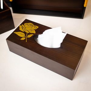 UNIVERSAL OVERSEAS Boîte à mouchoirs et organiseur en bois de noyer, style chinois traditionnel, fait main, élégant, pour hôtels et bureaux - Product Image 6