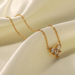 Collier pour femme en or plaqué 14 carats avec diamants ronds brillants, certifié IGI, pierres claires classiques fantaisie, à porter au quotidien - Product Image 5