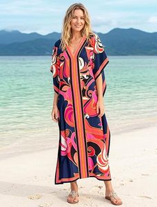 Floral Print Maxi <b>Kaftan</b> Dress Sleeveless Loose O-Neck <b>Summer</b> Casual Woven Polyester Boho Style - Product Image 4