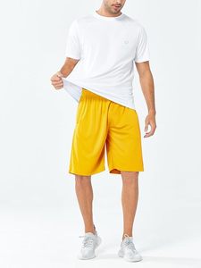 Shorts de baseball jaunes pour hommes, longueur genou, taille élastique avec poches, bas de tenue de sport pour l'entraînement - Product Image 6