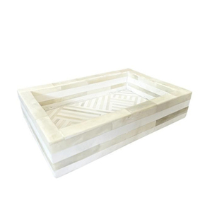 Plateau de service artisanal en os incrusté, mosaïque de luxe, vaisselle décorative, motif chevron bleu turquoise, plateau ottoman pour usage domestique - Product Image 2