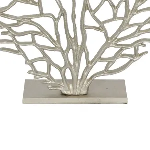 Sculpture Métallique Artisanale de Luxe, Accent Décoratif Élégant pour Appartements et Condominés Modernes, Alliage de Zinc Plaqué Argent Corail - Product Image 2