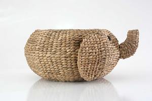 Round water <b>hyacinth</b> <b>basket</b> with elephant face pattern Handmade Storage <b>Basket</b> Wholesale eco-friendly Made in Vietnam - Product Image 2