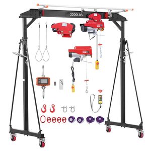 Grúa Pórtico Ajustable de 2200 Libras de Capacidad, Elevador Portátil para Taller con Carro Manual - Product Image 1