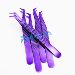 Pinces à cils RMI avec logo personnalisé, couleur unie violette plasma, en acier inoxydable, pour extensions de cils - Product Image 2
