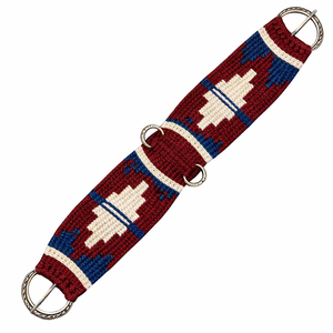 EQUIPO: Cinturón de cuero y lana personalizado para caballo, azul, negro, blanco, con patrón, anillas metálicas, ajustable, personalizable, varios tamaños - Product Image 1