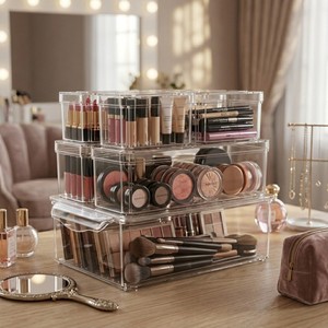 Multipurpose Clear Makeup Storage Bins for Cosmetics, Brushes, Palettes, Skincare & Beauty Organization - Product Image 1