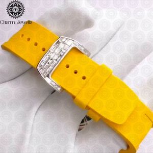 Reloj de Lujo Unisex Charm Jewells, Caja Cuadrada de Acero Inoxidable, Resistente al Agua 10 Bar, Fecha Automática, Correa de Silicona Amarilla, Mecánico - Product Image 5