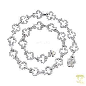 Collier chaîne tennis motif croix unique avec maillons X entièrement détaillés, bijou de luxe tendance, accessoire de mode - Product Image 5