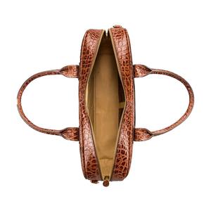 Porte-documents de luxe en cuir marron à motif crocodile de haute qualité, sacoche d'affaires vintage en cuir gaufré effet croco pour ordinateur portable - Product Image 5