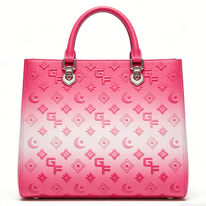 Sac à main de luxe pour femme, sac fourre-tout en cuir PU dégradé, doublure en polyester, doubles poignées avec décoration de lettres - Product Image 3