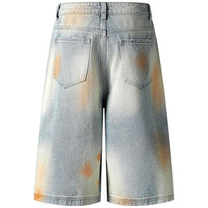 Pantalones Cortos de Mezclilla Rotos de Cintura Alta para Hombre, con Botones, de Algodón Lavado, Estilo Casual - Product Image 2