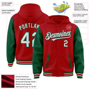 เสื้อแจ็คเก็ตเบสบอลแบบ Letterman คุณภาพพรีเมียมสำหรับส่งออก  ปักชื่อทีม หมายเลขผู้เล่น คอเสื้อแบบริบ กระดุมแป๊ก รับผลิตแบบ OEM ขายส่งจากโรงงาน - Product Image 2