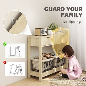 35-Inch <b>Console</b> <b>Table</b> with <b>Storage</b> Fluted Panel Drawers and Shelf for Entryway or Hallway Natural Finish <b>Console</b> <b>Table</b> - Product Image 6