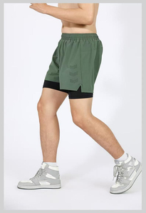 Wholesale Quick Dry Men Double <b>Layers</b> Shorts Lightweight Sport Two <b>Layers</b> Shorts Polyester Breathable 2 Pieces Running Shorts - Product Image 6