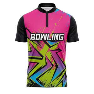 Wholesale Factory Sublimation <b>Bowling</b> Jersey Cheap Team <b>Bowling</b> <b>Shirts</b> <b>Bowling</b> Jersey for <b>Men</b> With Zipper Collar - Product Image 1