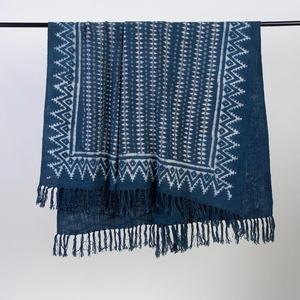 Haute qualité coton main bloc imprimé canapé couverture jeter couverture élégant doux respirant coton jeter couverture pour la décoration intérieure - Product Image 6