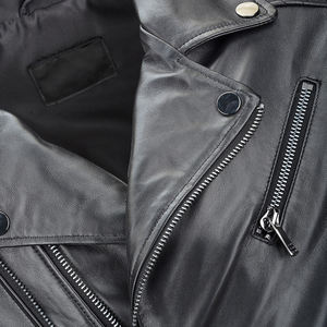 เสื้อแจ็คเก็ตหนังสีดำสำหรับผู้ชาย EDGE MOTO แฟชั่นดีไซน์โดดเด่น ผลิตด้วยมือ ระบายอากาศได้ดี แห้งเร็ว คุณภาพสูง - Product Image 3