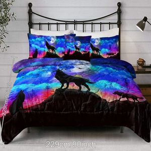 4-Piece Set Three Wolves Howling Duvet Cover Soft <b>Comfortable</b> Large Size Bedding Mysterious Traditional Culture for Temu - Product Image 5