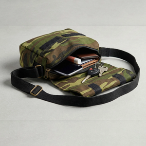 Bolso de hombro de lona con cierre de cremallera, diseño antirrobo, estilo minimalista unisex, correa arqueada desmontable - Product Image 2