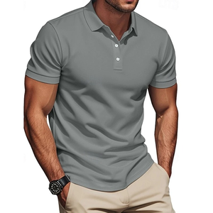 Camisa de Golf para Hombre, Polos Casuales de Trabajo, Manga Corta, Estampado Moderno Básico, Botones, Verano, Corte Regular, Lona Transpirable - Product Image 4