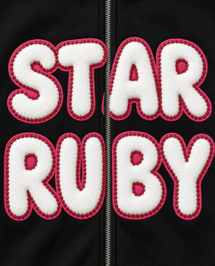 Sudadera con Capucha Negra con Estrellas de Pedrería Rosa en las Mangas y Forro de Puntos, Unisex, Informal, para Otoño - Product Image 6