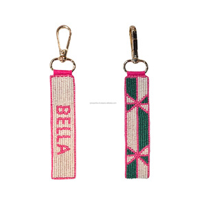 Handmade Eco-Friendly Light Weight Beaded Wristlet Keychain Strap Sequin Embroidered Letter Bag Charm Strong Accessory - Product Image 6