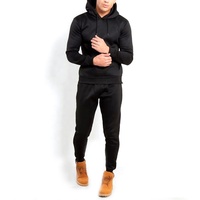 Survêtement de sport à manches longues décontracté de haute qualité pour hommes, couleur unie 100% coton, deux pièces, costume d'hiver grande taille