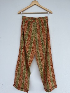 Women’s Beige Rust Botanical Stripe Print Cotton Pajama Set with Long-Sleeve Button-Down <b>Shirt</b> pure cotton pj set for women - Product Image 5