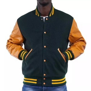 Custom <b>Varsity</b> <b>Jacket</b> Wool Body 100% Cowhide Leather Sleeve Letterman <b>Bomber</b> <b>Jacket</b> Embroidery High Quality - Product Image 4