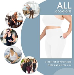 Leggings al por mayor para mujer, tallas grandes, algodón y elastano, cintura alta, hasta la rodilla, informales, para yoga y fitness, transpirables, 180g, OEM ODM personalizados - Product Image 6
