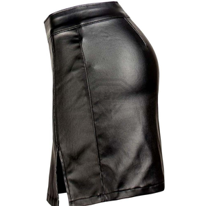 Mini-jupe sexy en similicuir PU pour femme, taille haute, design asymétrique, couleur unie, moulante, jupe en cuir tendance - Product Image 2