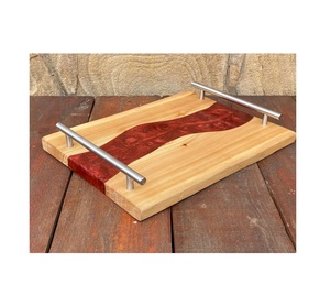 Plateau de service moderne pour hôtels, plateau de service en bois et résine pour table, rangement alimentaire, vaisselle, plateau de service, prix d'usine - Product Image 1