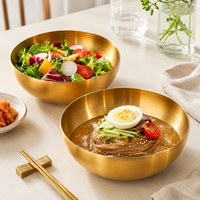 Koreaanse wegwerp gouden roestvrijstalen grote kom voor instant noodles, ramen, soep, fruit, snacks en kampeergebruik