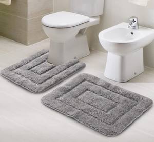 Ensemble de 2 tapis de bain en coton 100% tufté – Ensemble de tapis de salle de bain doux et absorbant – Ensemble de 2 tapis de bain en coton tufté de luxe – Antidérapant - Product Image 3