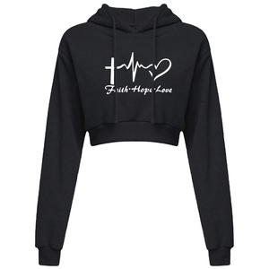 Custom Logo Factory Manufacturer <b>Women's</b> 100% Cotton Crop <b>Top</b> Hoodie Set - Product Image 2