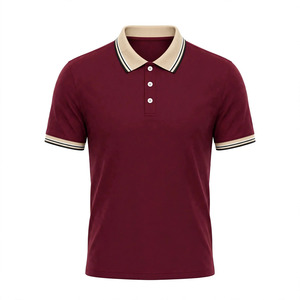 Polo à manches courtes pour homme, couleur personnalisée, coupe classique, couleur unie, bordure contrastée, boutons, tissu Oxford en coton - Product Image 1