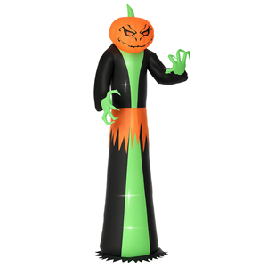 Decorazioni LED Gonfiabili da Esterno per Halloween da 2,7 m: Fantasma e Testa di Zucca per Giardino, Prato, Feste e Festività - Product Image 1
