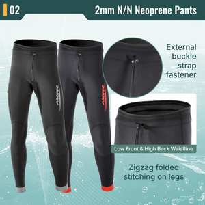 Pantalones de Neopreno Aropec de 2mm, Cintura Alta, Bolsillos Laterales, Costuras Planas, para Surf y Buceo, OEM/ODM - Product Image 3