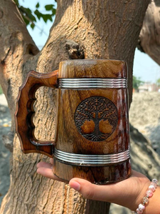 Mug à bière en bois de luxe FAIZA CRAFT certifié CE, fait main par des artisans, résistant au micro-ondes, pour les amateurs de bière - Product Image 5