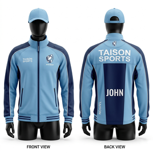 Veste d'entraînement de rugby pour hommes, 280 GSM, polaire polyester premium, design à panneaux dégradés verts, fermeture éclair quart de tour, personnalisation par sublimation et broderie - Product Image 4