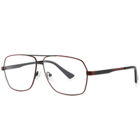 Montures optiques carrées en métal pour hommes, double pont, lunettes bicolores, vente en gros, fabricant de lunettes avec logo personnalisé OEM