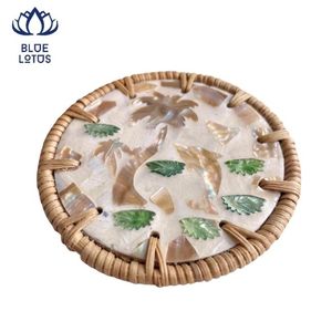 Sous-plat et dessous de verre en mosaïque de rotin durable, écologique et tressé, pour la cuisine, best-seller - Product Image 1