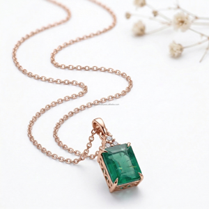 Bestselling May Birthstone <b>Emerald</b> Cut <b>Emerald</b> Fine <b>Pendants</b> & Charms 14K White Gold Taurus Prosperity Luxury Jewelry Collection - Product Image 1