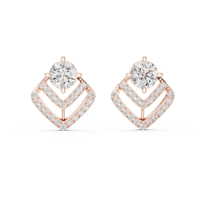 Rose Gold Lab Grown <b>Diamond</b> <b>Dangle</b> <b>Earrings</b> Elegant Luxury Fashion Jewelry Designer Sparkle Statement Gift Collection - Product Image 1