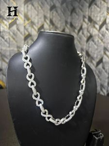 Collar de cadena con símbolo de infinito pavé al por mayor, personalizado, de oro macizo de 10K, 14K, 18K, con diamante cultivado en laboratorio, tipo gargantilla con eslabones en forma de ocho, joyería. - Product Image 1